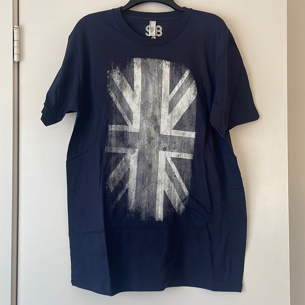 NWOT!!! Blue British flag tee